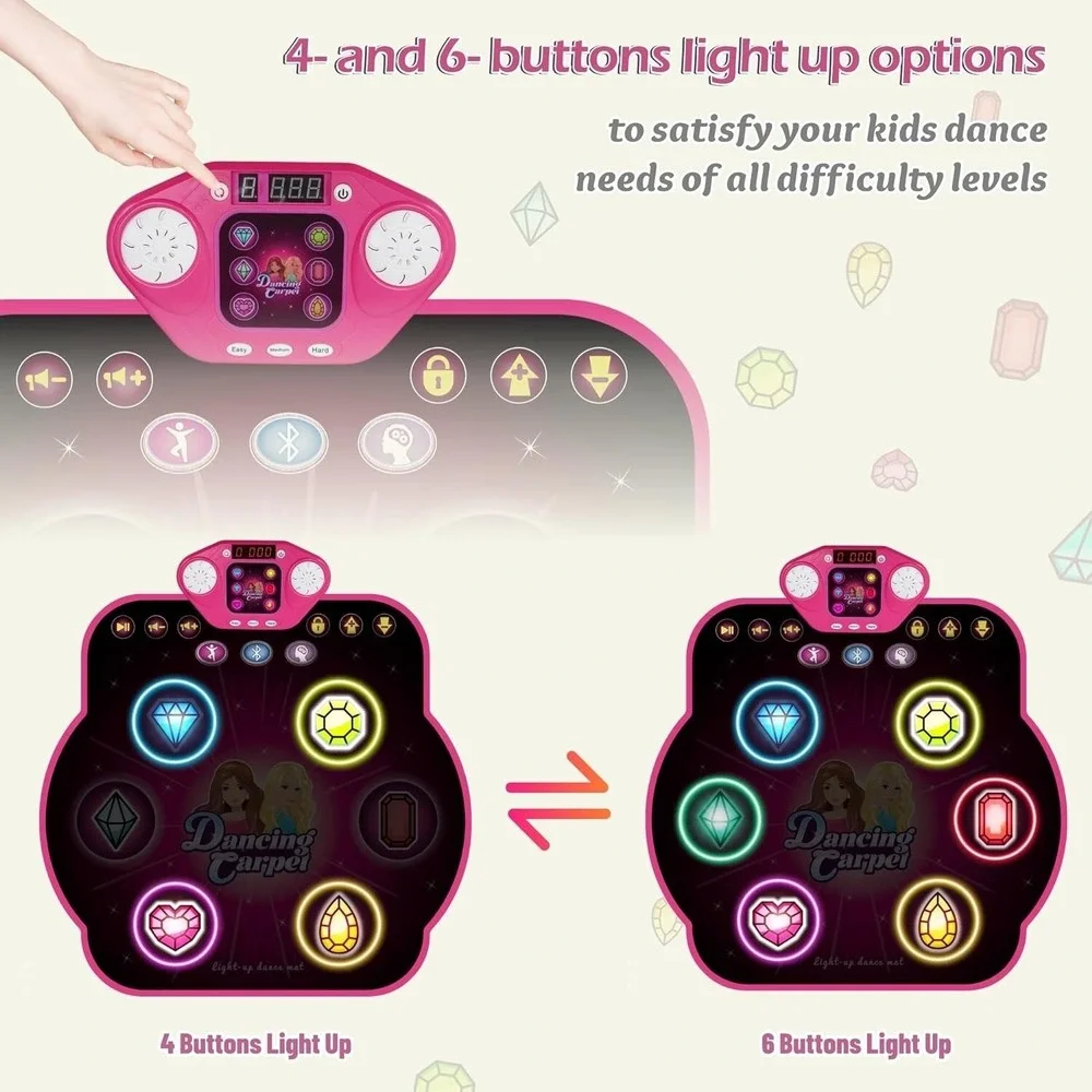 Electronic Dance Mat Toy w/ Music & Lights for Girls Ages 3–12 Interactive Pad‎
